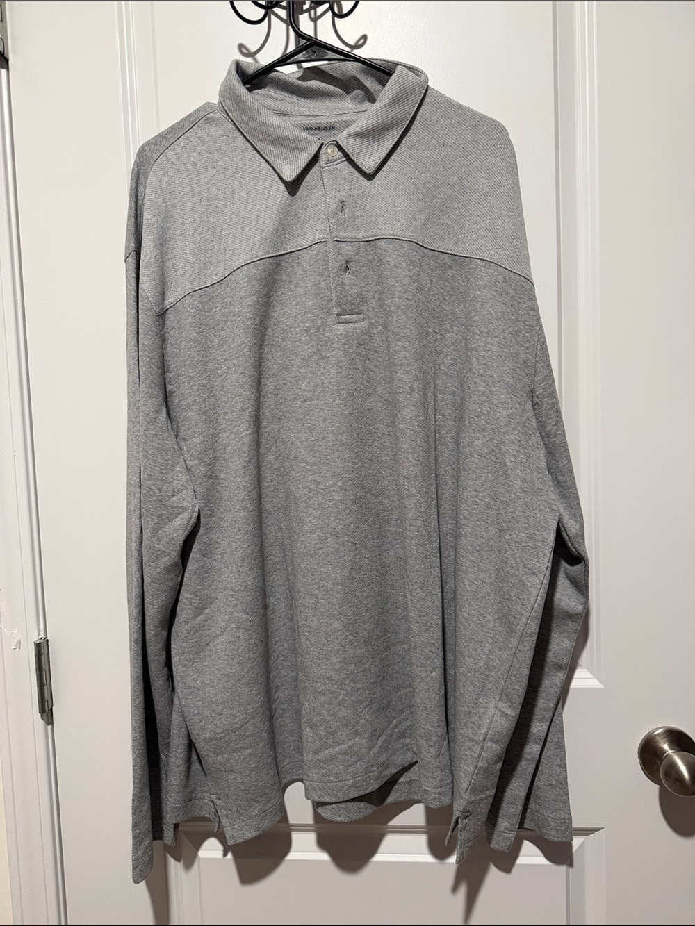 Van Heusen Gray Long Sleeve Polo Shirt